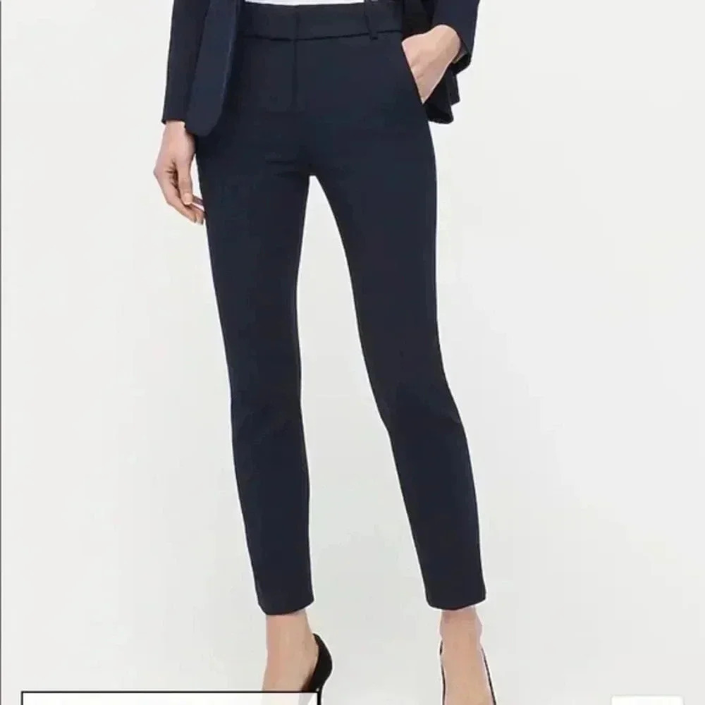 Navy JCrew high-rise Cameron pant in four-season stretch
